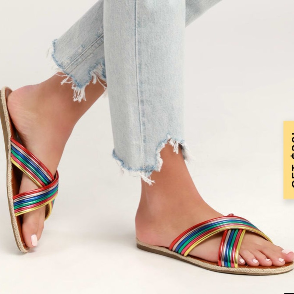 NWB Lulus rainbow espadrille flats size 7